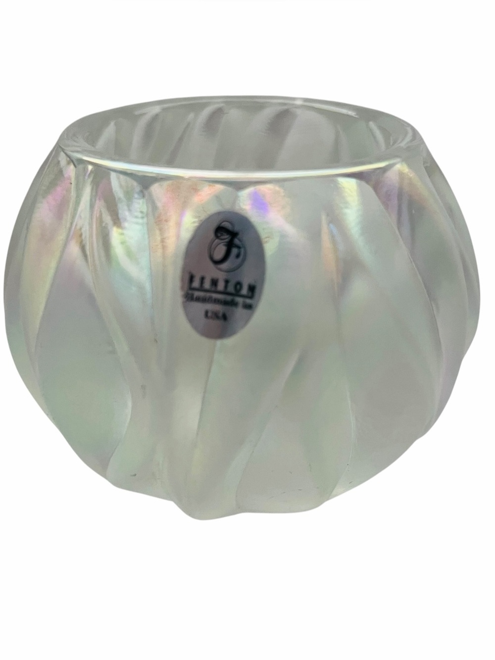 Vintage Fenton Art Glass Pearl Iridescent Round Votive Candleholder